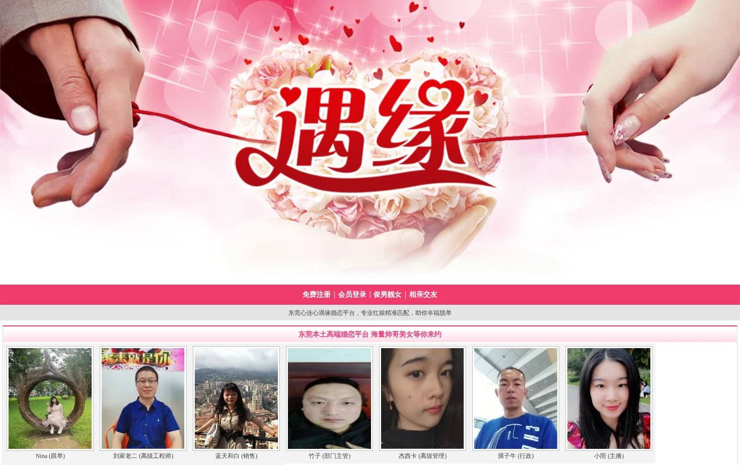 东莞心连心婚恋网 页面快照